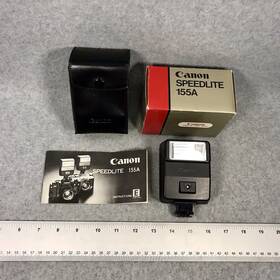 A-0588 Canon Speedlite 155a Shoe Mount Electronic Flash Slr Camera Unit With Case Booklet