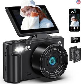 Dc080 Demofit 5k Digital Camera For Photography - 75mp Wifi Vlogging Youtube Uhd