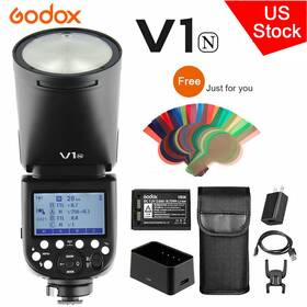 Godox 772865591077 Us V1-n 2.4g Ttl Hss 1/8000s Round Head Camera Flash Light For Nikon Gift