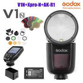 Ak-r1 Godox 772865593637 V1-n Round Head Camera Flash Ttl Xpro-n Trigger Barn Door For Nikon
