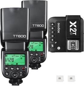 Tt600-x2t-c-1 Godox 2pcs Tt600 Gn60 Camera Flash Speedlite Hss 1/8000s Master Slave Off Speedligh