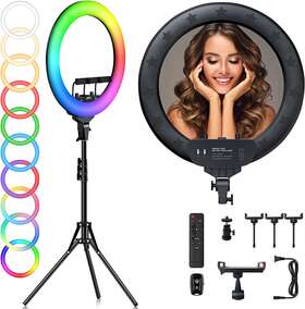Pc68 Jeemak 18inch Led Ring Light And Stand For Youtube Tiktok Makeup Video Phone Selfie