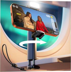 2e7185 Lisen Airplane Phone Mount With Led Light - Travel Holder For Tray Table New