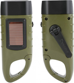 9874-9875 Ma Strap Solar Powered Hand Crank Flashlight 2 Pack Of Led Black
