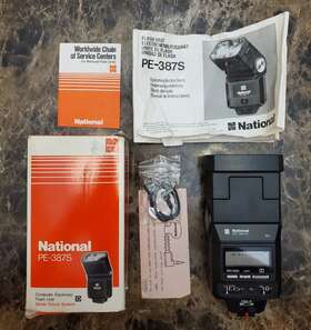 Pe-387s National Digital Swivel/tilt Vintage Flash Complete With Box And Manual