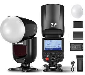 10102412 Neewer Z1-c Ttl Round Head Flash Speedlite For Canon With Magnetic Dome Diffuser