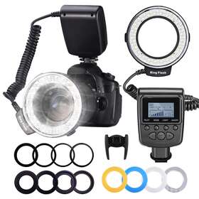 66600005 Neewer 48macro Led Ring Flash Bundle With Lcd Display Power Control Adapter