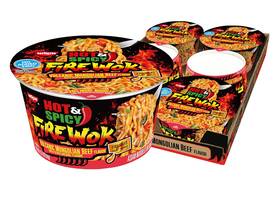 Nissin 313039630668 Hot And Spicy Fire Wok Volcanic Mongolian Beef 4.37 Ounce Pack Of 6