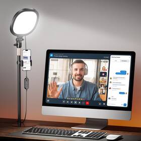 Pqrqp 717097955921 Ring Light With Stand And Phone Holder Cri 97 Desk For Zoom Video Live