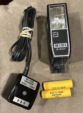D00871 Pro-& Capro Mini 3way 35mm Camera Flash Ac/dc W/swivel Hot Shoe New Ni-cad Batteries