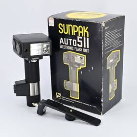 650-511 Sunpak Vintage Auto 511 Electronic Flash Unit L Mount Handle With Original Box