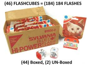 04613591500 Sylvania 46 Cubes/ 184 Flashes -blue Dot - Hi-power Flash Cubes Nos