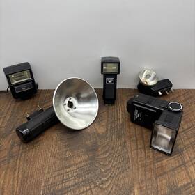 125-vitar Vivitar Vintage Set Of Camera Flashes Focal Kodak And Argus