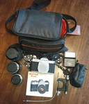 Vintage Pentax K 1000 35MM Slr Camera Lenses, Flash, Carrying Case Untested. Fixed Price $140.00.