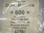 Sto-fen Omni Bounce For Nikon SB-600, Olympus FL-36, Sunpak PZ42X Flashes. Fixed Price $16.00.