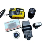Camera Lot Lens, Flash, 35MM Flim Converter Strobe Untested For Parts. Fixed Price $9.99.