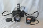 Chinon Cs Film Camera Suntar 1:2.8 135MM Lens Flash Gm Light Meter. Fixed Price $49.00.