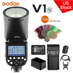 Us Godox V1-N 2.4G Ttl Hss 1/8000S Round Head Camera Flash Light For Nikon+gift. Fixed Price $204.00.