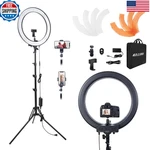 Langelectr Ring Light Kit 18 55W 5500K Dimmable Led 70INCH Foldable Stand. Fixed Price $100.19.
