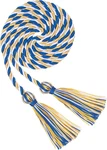 Graduation Cords, Gold Blue And White Rayon Braided For 20. Fixed Price $9.64.