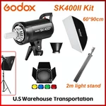Us Godox SK400II 400WS Studio Flash STROBE+BARNDOOR+60*90CM Softbox 2M Stand Kit. Fixed Price $189.00.