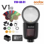 Us Godox V1-N 2.4G Ttl Hss Round Head Camera Flash AK-R1 Barn Door Kit For Nikon. Fixed Price $253.00.