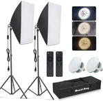 Mountdog 2 Softbox Lighting Kit With Led Bulbs Remote Control Adjustable Stand. Fixed Price $90.89.