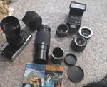Minolta X-370 Film Camera Kit W/ 28MM 135MM 80-205MM Lenses Flash Bag. Fixed Price $500.00.