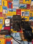 Seagull 4A Tlr 6X6 Film Camera Haiou W Vivitar Flash/light Meter Untested. Fixed Price $120.00.