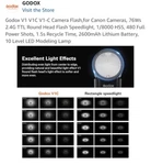 Godox V1-C Wireless Adjustable Flash For Canon Dslr. Fixed Price $220.00.