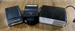 Lot Of 3 Untested Camera Flashes; Auto 17-A, Jcp Elec. Strobe, & Goldcrest SR-42. Fixed Price $10.00.