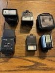 Vintage 6 Lot Camera Flashes Vivitar Sakar Sears Thyristor Nissin Vector. Fixed Price $12.00.