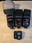 Godox 3-FLASH Kit: V860II + (2) TT600 X1T Wireless Trigger Hss/ttl System. Fixed Price $225.00.