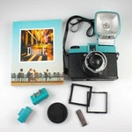Lomography - Diana F+ 120 Black/teal Plastic Film Camera Flash Book. Fixed Price $69.99.