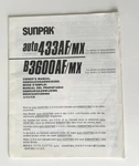 Sunpak Auto 433AF/MX, B3600AF/MX Instruction Manual Multi-language. Fixed Price $12.95.