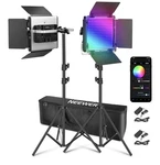 Neewer 2 Pack 480 Rgb Led Video Light Panel With App Control Stands Bag. Fixed Price $160.00.