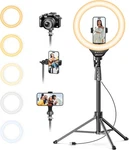 Ubeesize 10'' Selfie Ring Light With 62 Tripod Stand For Video Recording, New. Fixed Price $26.99.
