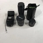 Albinar Adg 28MM, 80-200MM, Uv 72MM Lenses Vtg Lot, & 127 Ttl Flash. Fixed Price $109.99.