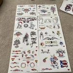 Lot Of 8 Art Tattoo Shop Flash Sheet Tribal Flowers Skulls Yin Yang Cam Supply. Fixed Price $24.99.