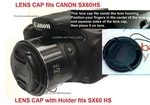 Front Lens Cap Directly To Camera Canon Powershot SX-60HS +holder. Fixed Price $13.99.