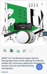 Emart 2.6 X 3M Backdrop Support System, Photography Video Studio Lighting Kit. Fixed Price $250.00.
