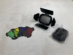 New Flashpoint Barndoor Kit For The Evolv 200 Fresnel Head With 4 Color Gels. Fixed Price $44.95.