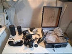 Chinon CA-4 35MM & Kodak Cameras, Popular 303 Flash, Soligor Vivitar Lenses. Fixed Price $75.00.