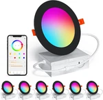 6-PACK 6" Black Rgbww Led Recessed Lights, Alexa Compatible, Dimmable, 1350 Lume. Fixed Price $129.99.