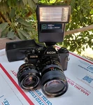 Ricoh XR-2 35MM Camera W/ Lenses And Speedlight 300P Flash Works!. Fixed Price $68.00.