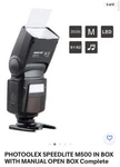 Photoolex Speedlite M500 In Box With Manual Open Complete. Fixed Price $40.00.