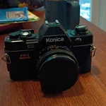 Konica FP-1 Program 35MM Slr Film Camera Black W/ Hexanon Ar 50MM F/1.8 Lens. Fixed Price $70.00.