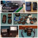 Lot Film Camera & Accessories: Lenses Flashes Filters Mixed Brands All Untested. Fixed Price $50.00.