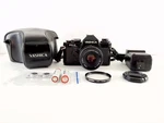 Yashica Fx-d Quartz Slr 35MM Film Camera W/ 50MM F/2 Lens + Flash Case Skin. Fixed Price $129.00.