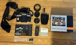 Untested Konica FT-1 Motor 35MM Film Camera Slr With Box And Extras Silver. Fixed Price $39.55.